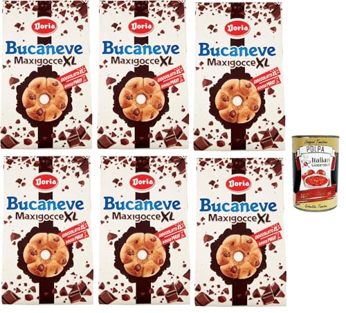 Doria Bucaneve Maxigocce XL Frollini con Gocce di Cioccolato Kekse mit Schokoladentropfen Biscuits Cookie 6x 300g Ideal für Ihr Frühstück oder Ihren Snack + Itlaian Gourmet polpa 400g Doria Bucaneve Maxigocce XL Frollini con Gocce di Cioccolato Kekse mit Schokoladentropfen Biscuits Cookie 6x 300g Ideal für Ihr Frühstück oder Ihren Snack + Itlaian Gourmet polpa 400g von Italian Gourmet E.R.