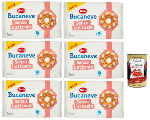 Doria Bucaneve Senza Lattosio, Laktosefreie Mürbeteigkekse Kekse, 6x 265g Packung, jede Packung enthält 6 Einzelportionen + Italian Gourmet Polpa 400g Doria Bucaneve Senza Lattosio, Laktosefreie Mürbeteigkekse Kekse, 6x 265g Packung, jede Packung enthält 6 Einzelportionen + Italian Gourmet Polpa 400g von Italian Gourmet E.R.