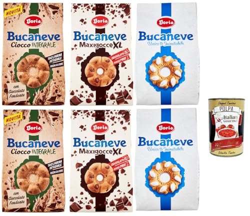 Doria Bucaneve Testpaket, Ciocco Integrale,Classico und Choco XL, Kekse Vollkornkekse mit Vollkornmehl und Dunkler Schokolade, 4x 300g 2x 400g Beutel + Italian Gourmet Polpa 400g Dose Doria Bucaneve Testpaket, Ciocco Integrale,Classico und Choco XL, Kekse Vollkornkekse mit Vollkornmehl und Dunkler Schokolade, 4x 300g 2x 400g Beutel + Italian Gourmet Polpa 400g Dose von Italian Gourmet E.R.