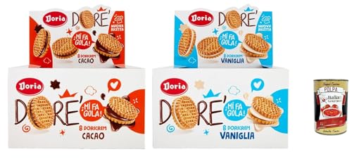 Doria Dore' , Testpaket Kekse mit Kakaofüllung und Vanillefüllung, 2x BOX 20x75g + Italian Gourmet polpa 400g Doria Dore' , Testpaket Kekse mit Kakaofüllung und Vanillefüllung, 2x BOX 20x75g + Italian Gourmet polpa 400g von Italian Gourmet E.R.