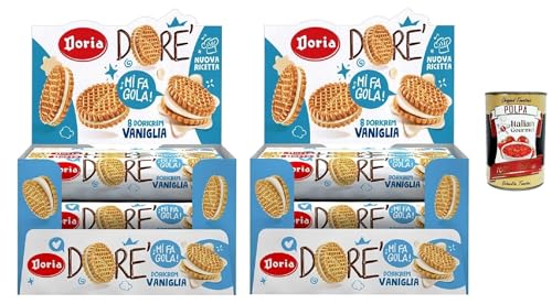 Doria Dore' Biscotti Frollini con Ripieno alla Vaniglia, Mürbeteig Kekse mit Vanillefüllung, Multipack 2x BOX 20x75g + Italian Gourmet polpa 400g von Italian Gourmet E.R.