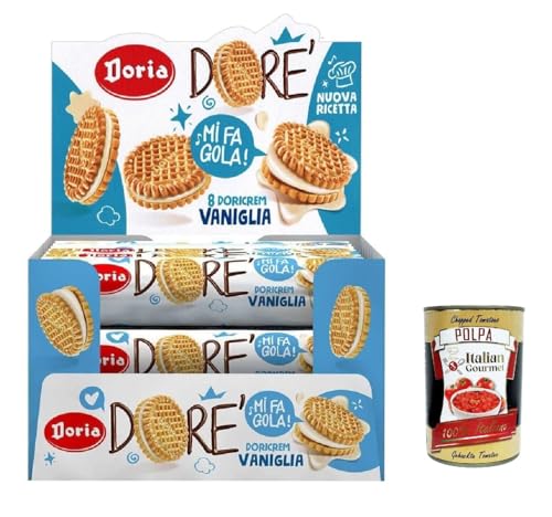Doria Dore' Biscotti Frollini con Ripieno alla Vaniglia, Mürbeteig Kekse mit Vanillefüllung, Multipack BOX 20x75g + Italian Gourmet polpa 400g Doria Dore' Biscotti Frollini con Ripieno alla Vaniglia, Mürbeteig Kekse mit Vanillefüllung, Multipack BOX 20x75g + Italian Gourmet polpa 400g von Italian Gourmet E.R.