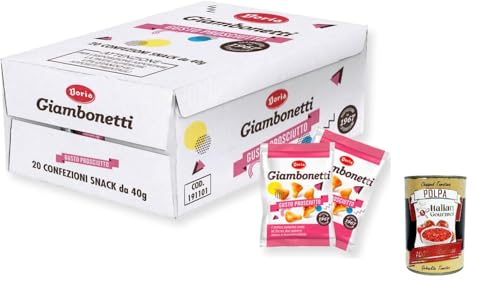 Doria Giambonetti Prosciutto, Herzhafter, im Ofen gebackener Schinkengeschmack, 20 Snack-Packungen à 40 g + Italian Gourmet polpa 400g Doria Giambonetti Prosciutto, Herzhafter, im Ofen gebackener Schinkengeschmack, 20 Snack-Packungen à 40 g + Italian Gourmet polpa 400g von Italian Gourmet E.R.