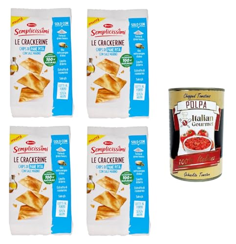 Doria Semplicissimi le Crackerine Chips di Pane Pita con Sale Marino Pita Bread Crackerine Chips mit Meersalz sind ganz einfach 4x90 g + Italian Gourmet Polpa di Pomodoro 400g Doria Semplicissimi le Crackerine Chips di Pane Pita con Sale Marino Pita Bread Crackerine Chips mit Meersalz sind ganz einfach 4x90 g + Italian Gourmet Polpa di Pomodoro 400g von Italian Gourmet E.R.
