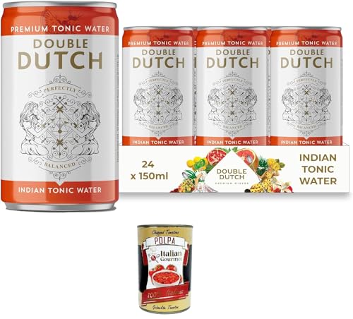 Double Dutch Indian Tonic Water 24 x 150 ml Dosen | Kalorienarmer, perfekter Mixer für Cocktails + Italian Gourmet polpa 400g Double Dutch Indian Tonic Water 24 x 150 ml Dosen | Kalorienarmer, perfekter Mixer für Cocktails + Italian Gourmet polpa 400g von Italian Gourmet E.R.