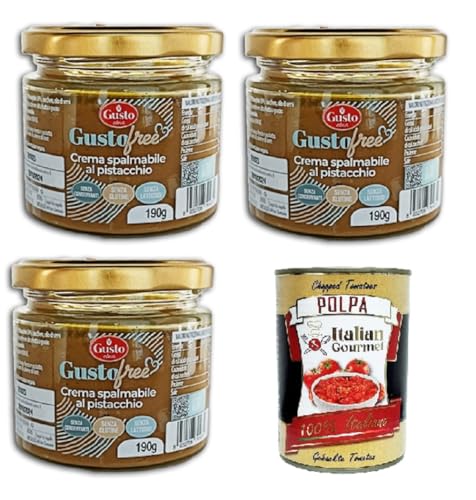 Etna-Gusto Free Pistazienaufstrich GLUTENFREI – LAKTOSEFREI – VEGANES PRODUKT 3x 190gr + Italian Gourmet polpa 400g Etna-Gusto Free Pistazienaufstrich GLUTENFREI – LAKTOSEFREI – VEGANES PRODUKT 3x 190gr + Italian Gourmet polpa 400g von Italian Gourmet E.R.