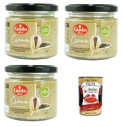 Etna-Pistaziencreme mit sizilianischen Pistazien und dunklen Körnern auf Basis von 100% Modica-Schokolade 3x190gr + Italian Gourmet polpa 400g Etna-Pistaziencreme mit sizilianischen Pistazien und dunklen Körnern auf Basis von 100% Modica-Schokolade 3x190gr + Italian Gourmet polpa 400g von Italian Gourmet E.R.