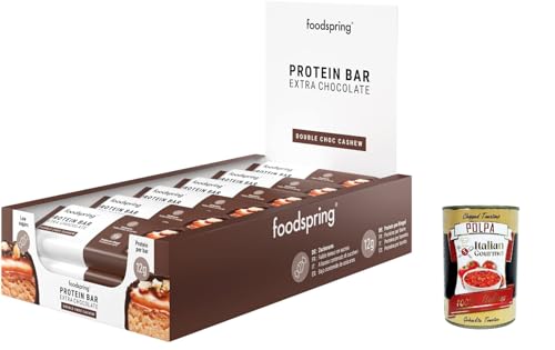 Extra Chocolate Protein Bar, Doppelschokolade und Anacardi Proteinriegel, 12x45g, der perfekte hohe Protein -Snack mit echter Schokolade und weniger Zucker + Italian Gourmet polpa 400g Extra Chocolate Protein Bar, Doppelschokolade und Anacardi Proteinriegel, 12x45g, der perfekte hohe Protein -Snack mit echter Schokolade und weniger Zucker + Italian Gourmet polpa 400g von Italian Gourmet E.R.