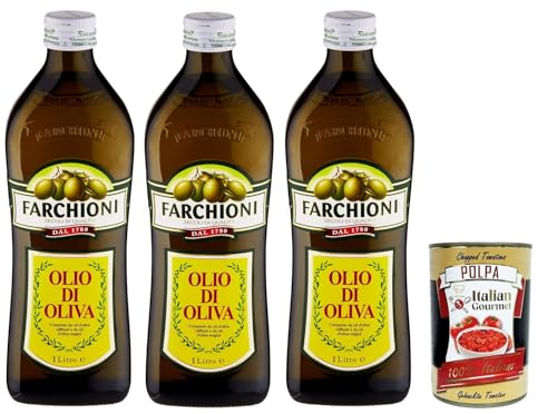 FARCHIONI Olio di Oliva Classico, Olivenöl, bestehend aus raffinierten Olivenölen und nativen Olivenölen, 3x 1 LT + Italian Gourmet polpa 400g FARCHIONI Olio di Oliva Classico, Olivenöl, bestehend aus raffinierten Olivenölen und nativen Olivenölen, 3x 1 LT + Italian Gourmet polpa 400g von Italian Gourmet E.R.