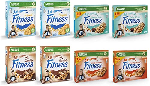 FITNESS Verschiedene Riegel Fitness Original, Schokolade, Crunchy Caramel und Cookies & Cream 40 Stück (8 Packungen) von Italian Gourmet E.R.