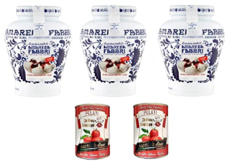 Fabbri Amarena Obst Und Sirup Kirschen in Siurp Amarena Fabbri 600g + Italian Gourmet 100% italienische geschälte Tomaten dosen 2x 400g von Italian Gourmet E.R.