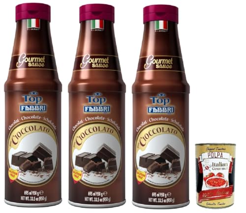 Fabbri Topping sauce Cioccolato, Schokolade für Eis, Desserts und Kaffee 3x 950g Gluten-frei gebrauchsfertige Sauce + Italian Gourmet polpa 400g Fabbri Topping sauce Cioccolato, Schokolade für Eis, Desserts und Kaffee 3x 950g Gluten-frei gebrauchsfertige Sauce + Italian Gourmet polpa 400g von Italian Gourmet E.R.