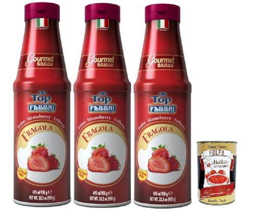 Fabbri Topping sauce Fragola, Erdbeere für Eis, Desserts und Kaffee 3x 950g Gluten-frei gebrauchsfertige Sauce + Italian Gourmet polpa 400g Fabbri Topping sauce Fragola, Erdbeere für Eis, Desserts und Kaffee 3x 950g Gluten-frei gebrauchsfertige Sauce + Italian Gourmet polpa 400g von Italian Gourmet E.R.