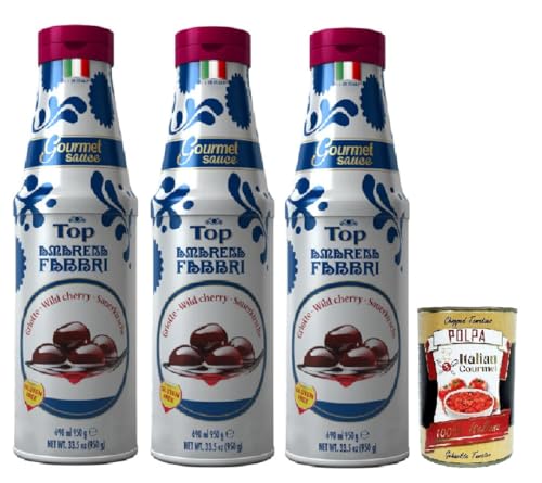 Fabbri top amarena, Gourmet Sauce Topping Amarena Schwarze Kirsche Süß-saure Kirschsauce zum Garnieren und Überziehen von Eis und Desserts 3x 950g + Italian Gourmet polpa 400g Fabbri top amarena, Gourmet Sauce Topping Amarena Schwarze Kirsche Süß-saure Kirschsauce zum Garnieren und Überziehen von Eis und Desserts 3x 950g + Italian Gourmet polpa 400g von Italian Gourmet E.R.