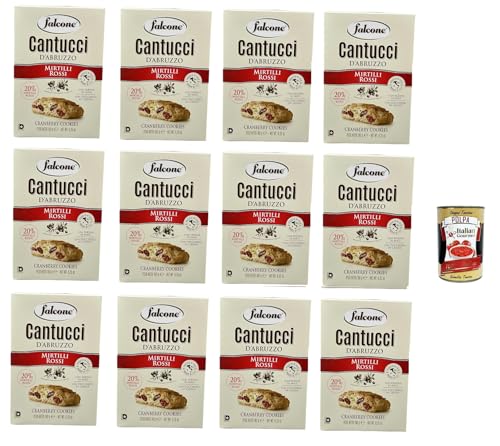 Falcone Cantucci ai mirtilli rossi , Mandelgebäck mit Preiselbeeren / Cranberry, Kekse mit Preiselbeeren aus Italien, insgesamt Gebäckstücke, 12x 200g + Italian Gourmet polpa 400g Falcone Cantucci ai mirtilli rossi , Mandelgebäck mit Preiselbeeren / Cranberry, Kekse mit Preiselbeeren aus Italien, insgesamt Gebäckstücke, 12x 200g + Italian Gourmet polpa 400g von Italian Gourmet E.R.