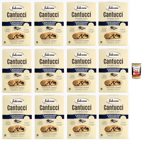 Falcone Cantucci al Cioccolato, Mandelgebäck mit Schokoladenstückchen, Kekse mit Schokolade aus Italien, insgesamt Gebäckstücke, 12x 200g + Italian Gourmet polpa 400g Falcone Cantucci al Cioccolato, Mandelgebäck mit Schokoladenstückchen, Kekse mit Schokolade aus Italien, insgesamt Gebäckstücke, 12x 200g + Italian Gourmet polpa 400g von Italian Gourmet E.R.