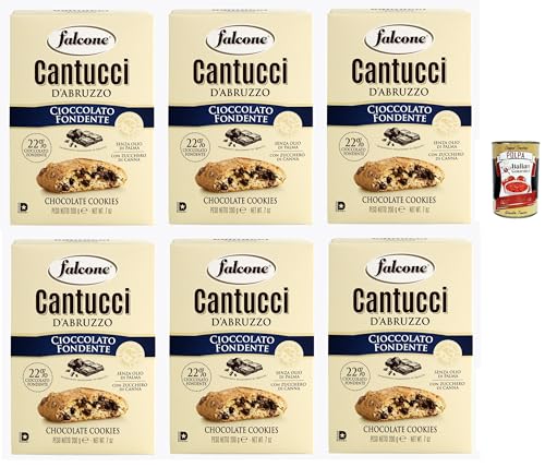 Falcone Cantucci al Cioccolato, Mandelgebäck mit Schokoladenstückchen, Kekse mit Schokolade aus Italien, insgesamt Gebäckstücke, 6x 200g + Italian Gourmet polpa 400g Falcone Cantucci al Cioccolato, Mandelgebäck mit Schokoladenstückchen, Kekse mit Schokolade aus Italien, insgesamt Gebäckstücke, 6x 200g + Italian Gourmet polpa 400g von Italian Gourmet E.R.