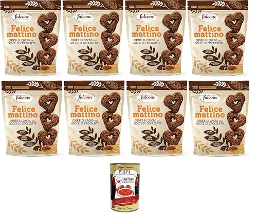 Falcone Felice Mattino - Frollini al Cuore di Cacao con gocce di Cioccolato Kakao-Herz-Shortbread mit Schokoladenstückchen - 8x500gr + Italian Gourmet polpa 400g Falcone Felice Mattino - Frollini al Cuore di Cacao con gocce di Cioccolato Kakao-Herz-Shortbread mit Schokoladenstückchen - 8x500gr + Italian Gourmet polpa 400g von Italian Gourmet E.R.