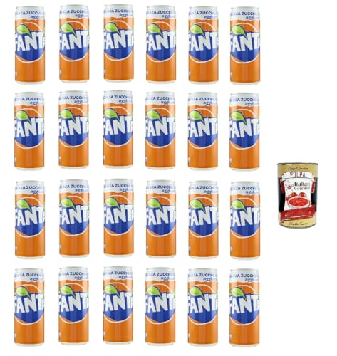 Fanta Zero Orange - fruchtig-spritzige Limonade mit klassisichem Orangen-Geschmack - ohne Zucker und ohne Kalorien - erfrischender Softdrink in Einweg dese (24 x 330 ml) + Italian Gourmet polpa 400g von Italian Gourmet E.R.