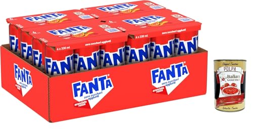 Fanta Zero Zuccheri Gusto Aranciata Rossa, mit sizilianischem Blutorangensaft, ohne Zuckerzusatz und Konservierungsstoffe, Dose, erfrischender Geschmack – 24 x 330 ml + Italian Gourmet polpa 400g Fanta Zero Zuccheri Gusto Aranciata Rossa, mit sizilianischem Blutorangensaft, ohne Zuckerzusatz und Konservierungsstoffe, Dose, erfrischender Geschmack – 24 x 330 ml + Italian Gourmet polpa 400g von Italian Gourmet E.R.