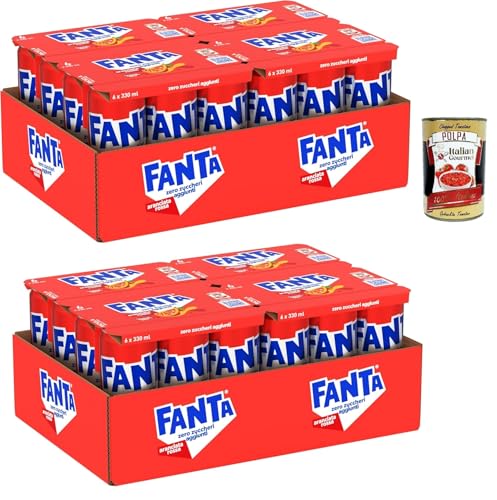 Fanta Zero Zuccheri Gusto Aranciata Rossa, mit sizilianischem Blutorangensaft, ohne Zuckerzusatz und Konservierungsstoffe, Dose, erfrischender Geschmack – 48 x 330 ml + Italian Gourmet polpa 400g Fanta Zero Zuccheri Gusto Aranciata Rossa, mit sizilianischem Blutorangensaft, ohne Zuckerzusatz und Konservierungsstoffe, Dose, erfrischender Geschmack – 48 x 330 ml + Italian Gourmet polpa 400g von Italian Gourmet E.R.
