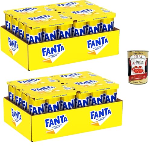 Fanta Zero Zuccheri Gusto Limone, mit Syrakus-Zitronensaft, ohne Zuckerzusatz und Konservierungsstoffe, 100 % recycelbare Dose, erfrischender Geschmack – 48 x 330 ml + Italian Gourmet polpa 400g Fanta Zero Zuccheri Gusto Limone, mit Syrakus-Zitronensaft, ohne Zuckerzusatz und Konservierungsstoffe, 100 % recycelbare Dose, erfrischender Geschmack – 48 x 330 ml + Italian Gourmet polpa 400g von Italian Gourmet E.R.