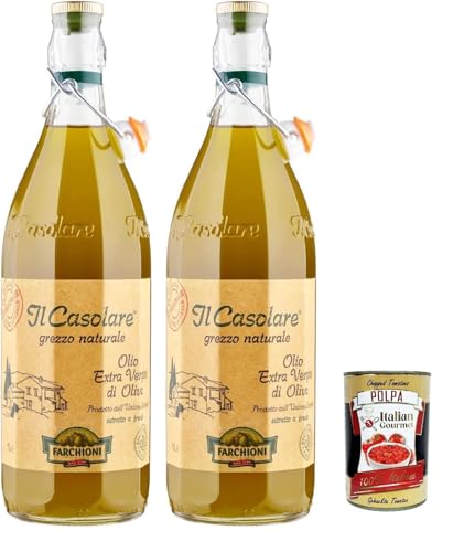 Farchioni Casolare, Il grezzo, Kaltgepresst, Olivenöl Extra Vergine 2x 1Lt 100% extra nativ natives Olio Oliva + Italian Gourmet Polpa 400g Farchioni Casolare, Il grezzo, Kaltgepresst, Olivenöl Extra Vergine 2x 1Lt 100% extra nativ natives Olio Oliva + Italian Gourmet Polpa 400g von Italian Gourmet E.R.