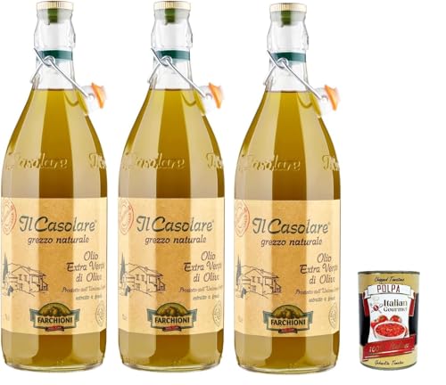 Farchioni Casolare, Il grezzo, Kaltgepresst, Olivenöl Extra Vergine 3x 1Lt 100% extra nativ natives Olio Oliva + Italian Gourmet Polpa 400g Farchioni Casolare, Il grezzo, Kaltgepresst, Olivenöl Extra Vergine 3x 1Lt 100% extra nativ natives Olio Oliva + Italian Gourmet Polpa 400g von Italian Gourmet E.R.