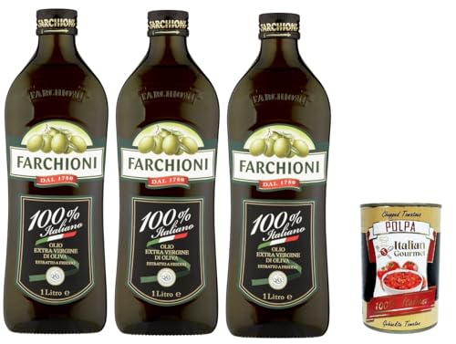 Farchioni Olio Extra Vergine di Oliva 100% Italiano Natives Olivenöl extra mit Italienische Oliven 3x 1Lt kalte Extraktion Speiseöl + Italian Gourmet polpa 400g Farchioni Olio Extra Vergine di Oliva 100% Italiano Natives Olivenöl extra mit Italienische Oliven 3x 1Lt kalte Extraktion Speiseöl + Italian Gourmet polpa 400g von Italian Gourmet E.R.