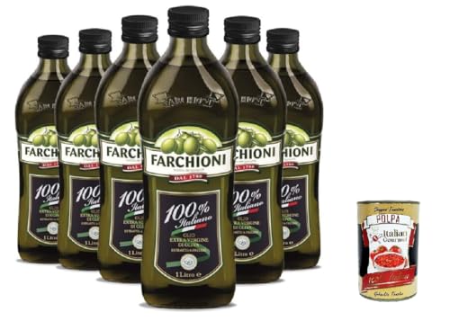 Farchioni Olio Extra Vergine di Oliva 100% Italiano Natives Olivenöl extra mit Italienische Oliven 6x 1Lt kalte Extraktion Speiseöl + Italian Gourmet polpa 400g Farchioni Olio Extra Vergine di Oliva 100% Italiano Natives Olivenöl extra mit Italienische Oliven 6x 1Lt kalte Extraktion Speiseöl + Italian Gourmet polpa 400g von Italian Gourmet E.R.