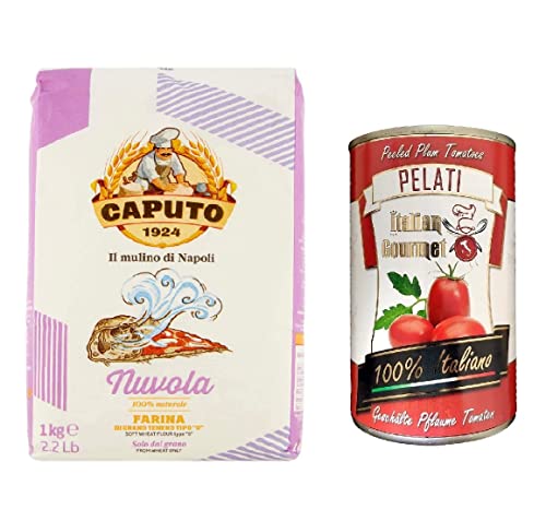 Farina Molino Caputo Nuvola Pizza 1kg + Italian Gourmet Pomodori 100% italienisch Pelati Ganze Geschälte Pflaume Tomaten sauce dose 400g von Italian Gourmet E.R.