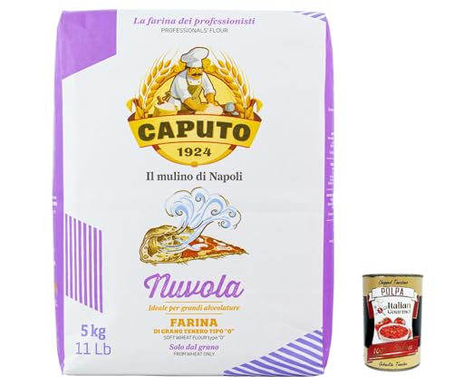 Farina Molino Caputo Nuvola Pizza Napoli Pizzamehl für leichten teig 5kg 100% natürliche + Italian Gourmet polpa 400g von Italian Gourmet E.R.