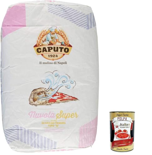 Farina Molino Caputo Nuvola Super Pizza Napoli Pizzamehl für leichten teig 25kg 100% natürliche + Italian Gourmet polpa 400g von Italian Gourmet E.R.