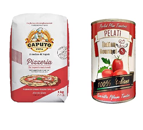 Farina Molino Caputo Pizzeria per Pizza Napoli Pizzamehl Pizza Mehl 1kg + Italian Gourmet Pomodori 100% italienisch Pelati Ganze Geschälte Pflaume Tomaten sauce dose 400g von Italian Gourmet E.R.