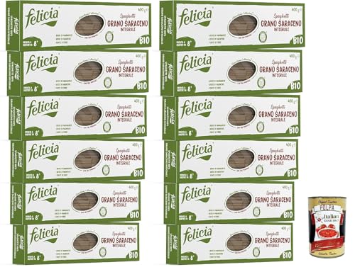Felicia, Pasta Spaghetti di Grano Saraceno Integrale, Vollkornnudel, reiche Quelle für Ballaststoffe und Mineralsalze, Magnesium und Mangan, Veganer, 12x 400 g + Italian Gourmet polpa 400g Felicia, Pasta Spaghetti di Grano Saraceno Integrale, Vollkornnudel, reiche Quelle für Ballaststoffe und Mineralsalze, Magnesium und Mangan, Veganer, 12x 400 g + Italian Gourmet polpa 400g von Italian Gourmet E.R.