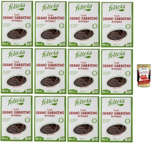 Felicia Fusilli di Grano Saraceno Integrale,Pasta mit 100% Buchweizen, Natürlich Glutenfrei,Packung mit 12x 340g + Italian Gourmet Polpa di Pomodoro 400g Dose Felicia Fusilli di Grano Saraceno Integrale,Pasta mit 100% Buchweizen, Natürlich Glutenfrei,Packung mit 12x 340g + Italian Gourmet Polpa di Pomodoro 400g Dose von Italian Gourmet E.R.