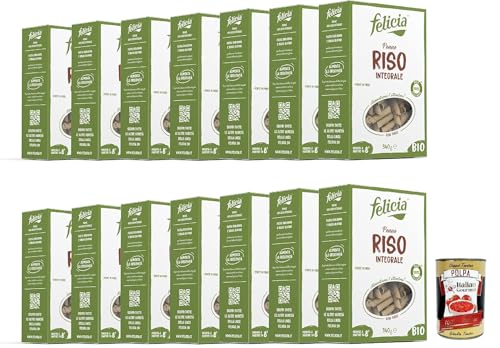 Felicia Penne Rigate di Riso Integrale, Pasta, Vollkornnudel, Paste reich an Ballaststoffen und Proteinen, Veganer, Vegan, 14x 340g + Italian Gourmet polpa 400g Felicia Penne Rigate di Riso Integrale, Pasta, Vollkornnudel, Paste reich an Ballaststoffen und Proteinen, Veganer, Vegan, 14x 340g + Italian Gourmet polpa 400g von Italian Gourmet E.R.