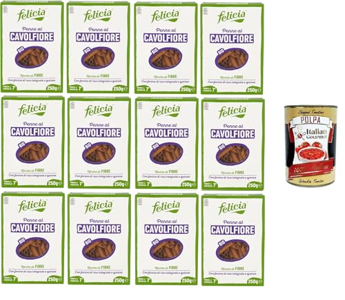 Felicia Penne al Cavolfiore Con farina di riso integrale e quinoa Blumenkohl-Penne mit braunem Reismehl und Quinoa 12x250gr + Italian Gourmet polpa 400g Felicia Penne al Cavolfiore Con farina di riso integrale e quinoa Blumenkohl-Penne mit braunem Reismehl und Quinoa 12x250gr + Italian Gourmet polpa 400g von Italian Gourmet E.R.