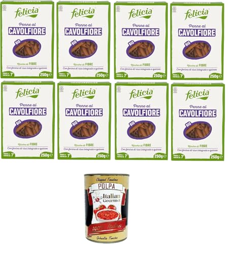 Felicia Penne al Cavolfiore Con farina di riso integrale e quinoa Blumenkohl-Penne mit braunem Reismehl und Quinoa 8x250gr + Italian Gourmet polpa 400g Felicia Penne al Cavolfiore Con farina di riso integrale e quinoa Blumenkohl-Penne mit braunem Reismehl und Quinoa 8x250gr + Italian Gourmet polpa 400g von Italian Gourmet E.R.