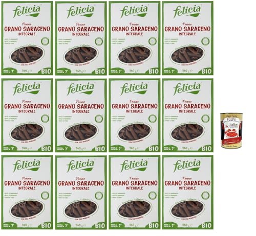 Felicia Penne di Grano Saraceno Integrale,Pasta mit 100% Buchweizen, Natürlich Glutenfrei,Packung mit 12x 340g + Italian Gourmet Polpa di Pomodoro 400g Dose Felicia Penne di Grano Saraceno Integrale,Pasta mit 100% Buchweizen, Natürlich Glutenfrei,Packung mit 12x 340g + Italian Gourmet Polpa di Pomodoro 400g Dose von Italian Gourmet E.R.