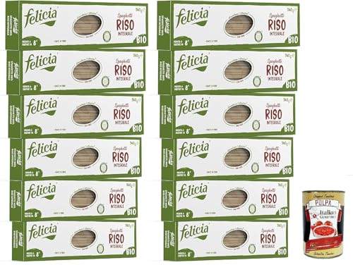 Felicia Spaghetti di Riso Integrale, Pasta, Vollkornnudel, Paste reich an Ballaststoffen und Proteinen, Veganer, Vegan, 12x 340g + Italian Gourmet polpa 400g Felicia Spaghetti di Riso Integrale, Pasta, Vollkornnudel, Paste reich an Ballaststoffen und Proteinen, Veganer, Vegan, 12x 340g + Italian Gourmet polpa 400g von Italian Gourmet E.R.