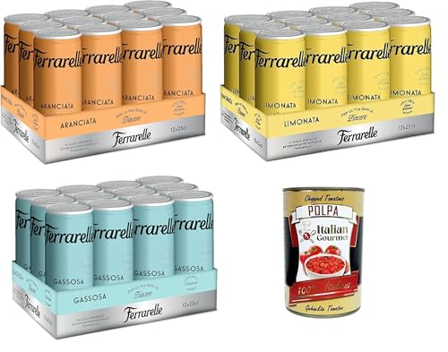 Ferrarelle Testpaket Orangeade, Limonade, kohlensäurehaltig, in natürlichem sprudelndem Mineralwasser 36 x 250 ml+ Italian Gourmet polpa 400g Ferrarelle Testpaket Orangeade, Limonade, kohlensäurehaltig, in natürlichem sprudelndem Mineralwasser 36 x 250 ml+ Italian Gourmet polpa 400g von Italian Gourmet E.R.