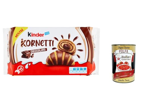 Ferrero Kinder Kornetti Cioccolato Cornetti Mit Schokolade Gefüllte Croissants Packung mit 252g, jede Packung enthält 6 Croissants + Italitan Gourmet polpa 400g von Italian Gourmet E.R.
