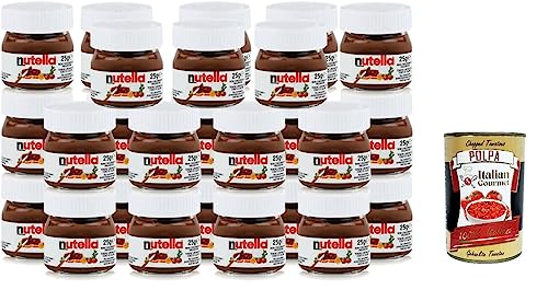 Ferrero Nutella Chocolate Auftrich Small – Glass – Set of 26 A 25 g Bread Spread, Nut Nougat Cream + Italian Gourmet polpa 400g von Italian Gourmet E.R.