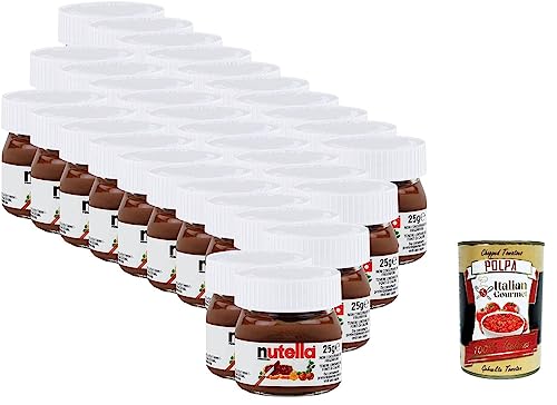 Ferrero Nutella Chocolate Auftrich Small – Glass – Set of 32 A 25 g Bread Spread, Nut Nougat Cream + Italian Gourmet polpa 400g von Italian Gourmet E.R.