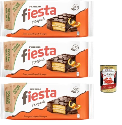 Fiesta, 10 Snacks Schwammkuchen mit Schokolade, zartem orangefarbenem Geschmack, ausgezeichnet für Frühstück und Snack, 3x 360g + Italian Gourmet polpa 400g Fiesta, 10 Snacks Schwammkuchen mit Schokolade, zartem orangefarbenem Geschmack, ausgezeichnet für Frühstück und Snack, 3x 360g + Italian Gourmet polpa 400g von Italian Gourmet E.R.