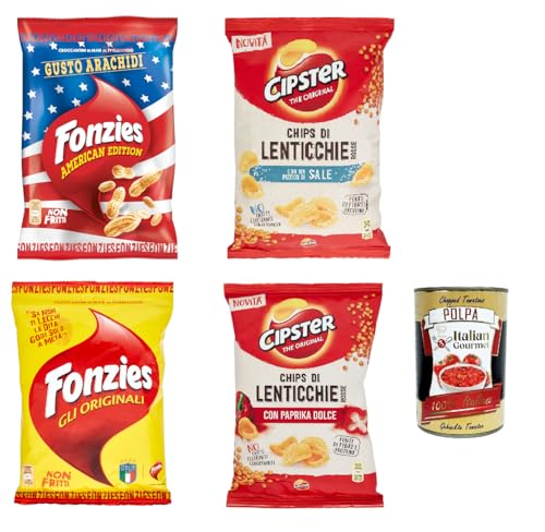 Fonzies Cipster testpaket 2x 100g 2x 80g, knusprige Mais snack mit Erdnüsse + Italian gourmet polpa 400g von Italian Gourmet E.R.