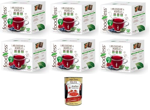 FoodNess - Heidelbeer- und Granatapfel-Kräutertee-Kapsel Dolce Gusto-kompatibles glutenfreies Getränk mit saurem und säuerlichem Geschmack 6 box mit 10 kapseln + Italian Gourmet polpa 400g FoodNess - Heidelbeer- und Granatapfel-Kräutertee-Kapsel Dolce Gusto-kompatibles glutenfreies Getränk mit saurem und säuerlichem Geschmack 6 box mit 10 kapseln + Italian Gourmet polpa 400g von Italian Gourmet E.R.