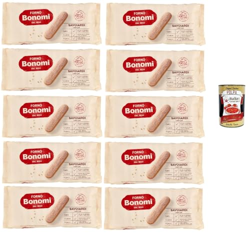 Forno Bonomi, italienische Löffelbiskuits, Savoiardi, Ladyfingers, für Tiramisu, biscuits cookies kekse 10x 200g + Italian Gourmet polpa 400g Forno Bonomi, italienische Löffelbiskuits, Savoiardi, Ladyfingers, für Tiramisu, biscuits cookies kekse 10x 200g + Italian Gourmet polpa 400g von Italian Gourmet E.R.