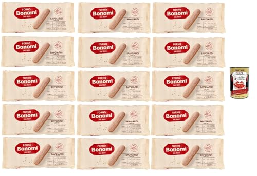 Forno Bonomi, italienische Löffelbiskuits, Savoiardi, Ladyfingers, für Tiramisu, biscuits cookies kekse 15x 200g + Italian Gourmet polpa 400g Forno Bonomi, italienische Löffelbiskuits, Savoiardi, Ladyfingers, für Tiramisu, biscuits cookies kekse 15x 200g + Italian Gourmet polpa 400g von Italian Gourmet E.R.